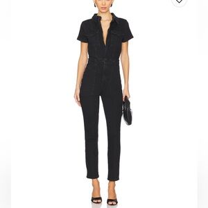 Good American Black Denim Jumpsuit